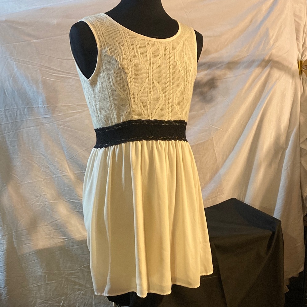 Monteau Cream and Black Mini Dress